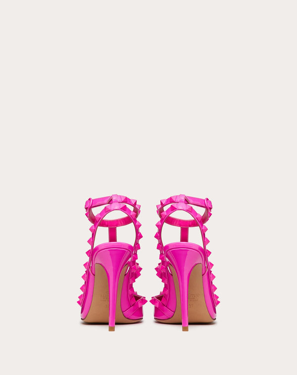 Décolleté Rockstud In Vernice Con Cinturini E Borchie In Tono 100Mm