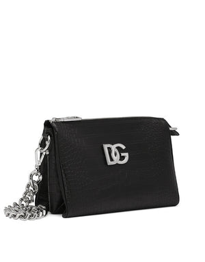MEDIUM TRIS BAG IN CROCODILE-PRINT CALFSKIN