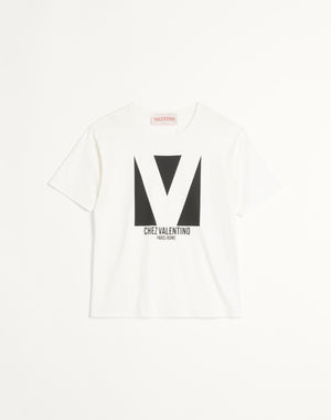 T-Shirt In Cotone Con Stampa Chez Valentino