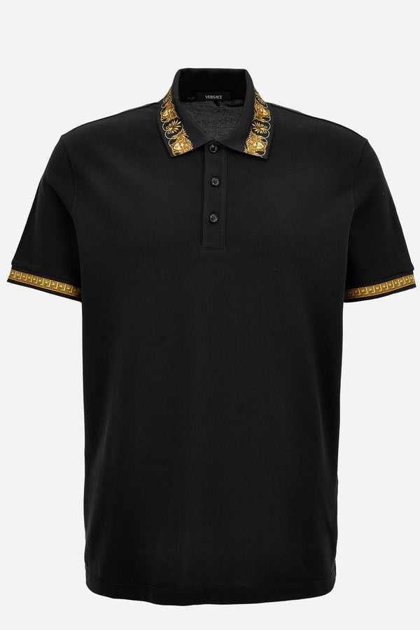 Polo In Piquet Fabric + Statue Crest Print Details