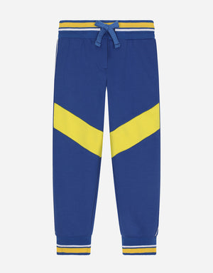 JERSEY JOGGING PANTS WITH INTARSIA DESIGN AND LOGO BAND