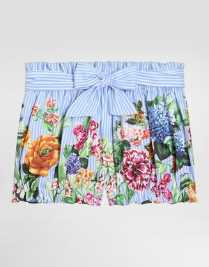 STRIPED POPLIN SHORTS WITH FLORAL PRINT