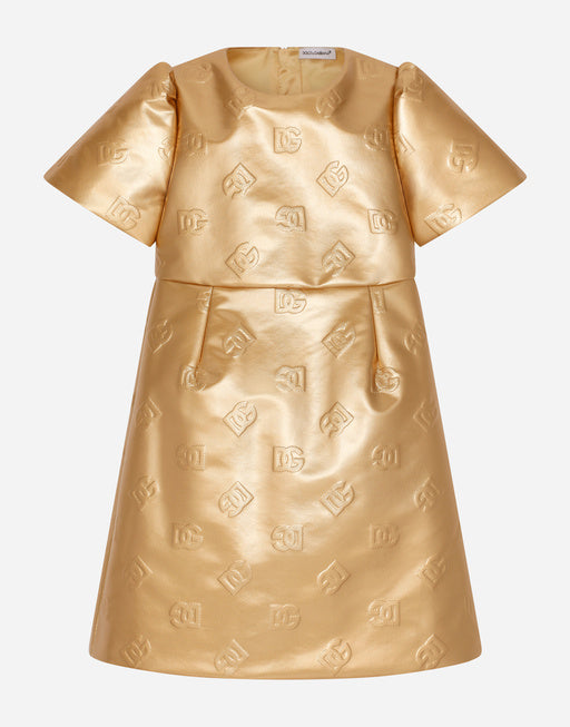 SHORT FOILED JACQUARD DRESS WITH DG LOGO