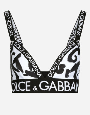 TRIANGLE BRA WITH GRAFFITI LOGO PRINT