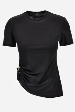 T-Shirt In Versace Logo Silk Yd Cotton Mix Jersey
