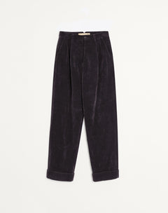 Pantalone In Velluto Di Cotone E Lino Lavato