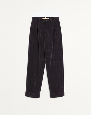 Pantalone In Velluto Di Cotone E Lino Lavato
