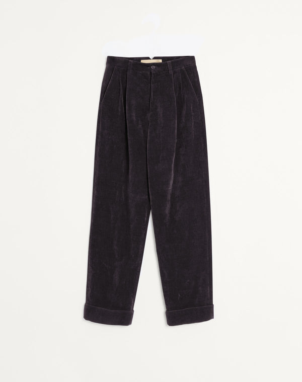 Pantalone In Velluto Di Cotone E Lino Lavato