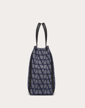 Borsa Shopping Media Toile Iconographe In Tessuto Jacquard Effetto Denim 