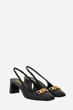 Icon Chain Sling Back  In Calf Leather