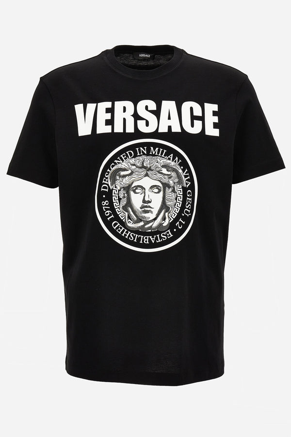 T-Shirt In Jersey Fabric + Medusa Rock Print