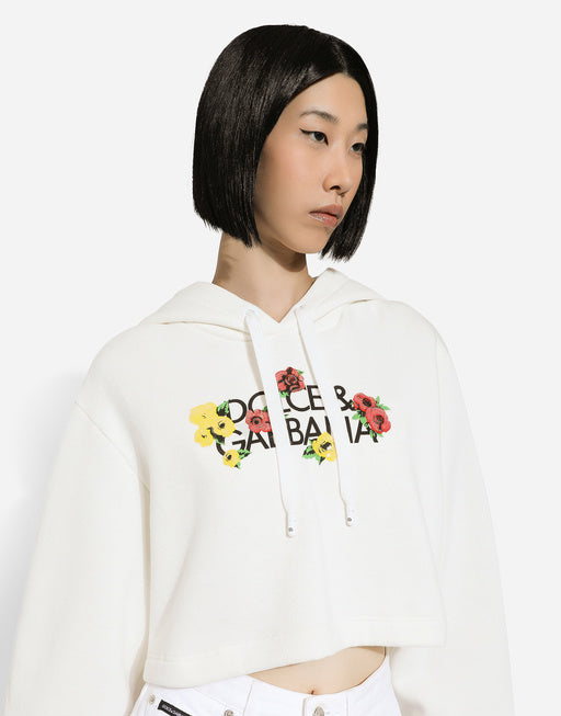 CROPPED SWEATSHIRT WITH FLOWER PRINT