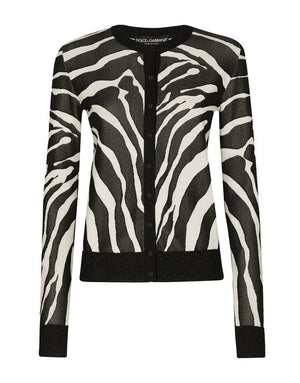 VISCOSE JACQUARD CARDIGAN WITH ZEBRA DESIGN