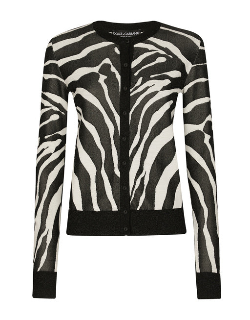 VISCOSE JACQUARD CARDIGAN WITH ZEBRA DESIGN