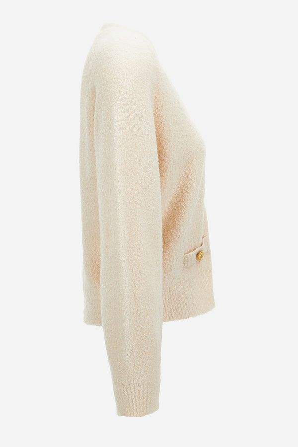 Knit Sweater In Boucle' Cotton Blend