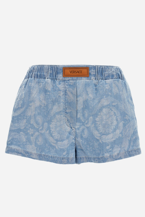 Short Denim In Chambray Jacquard Barocco Boston