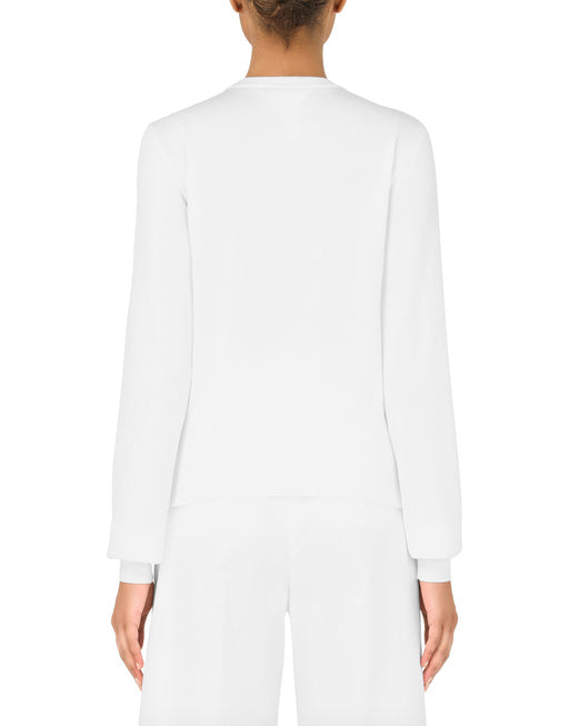 SILK SWEATER WITH OPENWORK EMBROIDERY