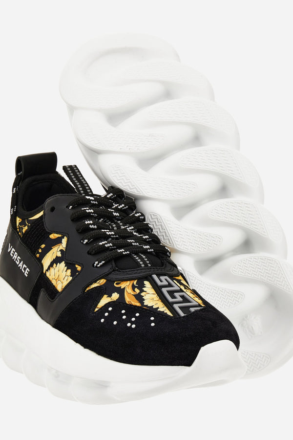 Chain Reaction Sneaker In Suede-Barocco Print Fabric