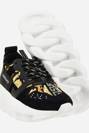 Chain Reaction Sneaker In Suede-Barocco Print Fabric