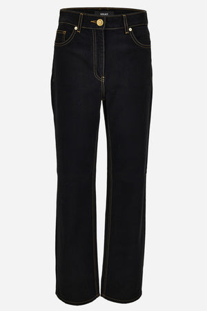 Pant Denim In Rinse Wash Denim With Medusa Embroidery