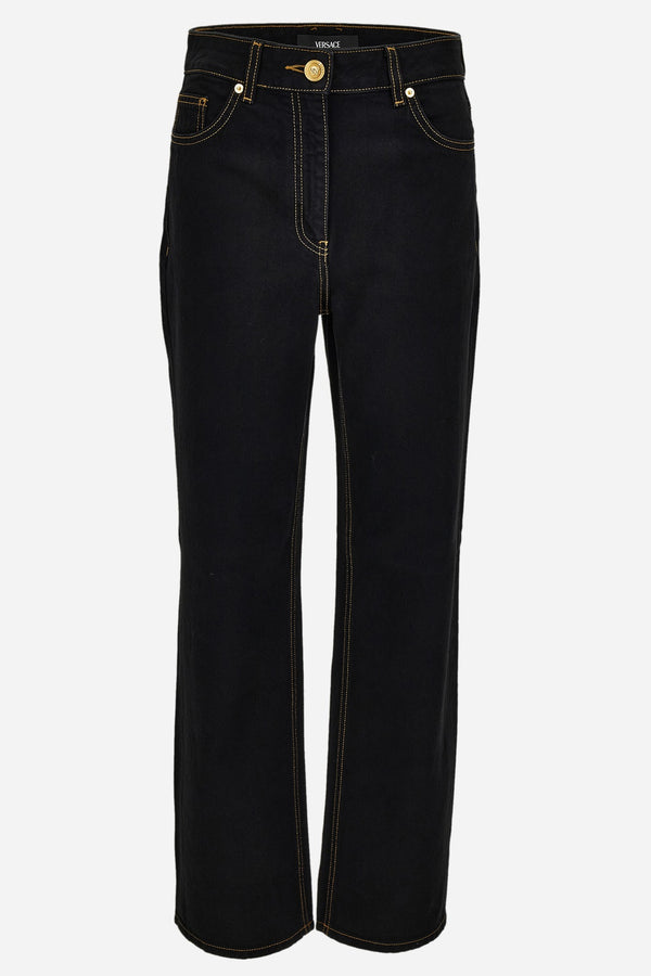 Pant Denim In Rinse Wash Denim With Medusa Embroidery