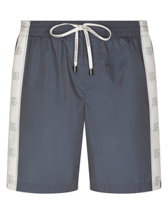 MID-LENGTH SWIM TRUNKS WITH BRANDED BANDS