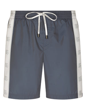 MID-LENGTH SWIM TRUNKS WITH BRANDED BANDS