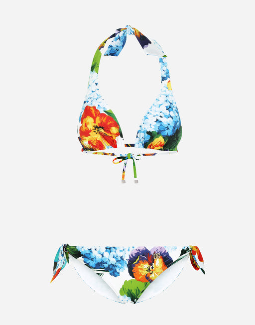 HYDRANGEA-PRINT PADDED TRIANGLE BIKINI