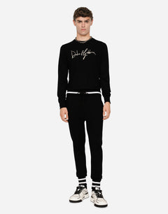 WOOL JOGGING PANTS WITH EMBROIDERY