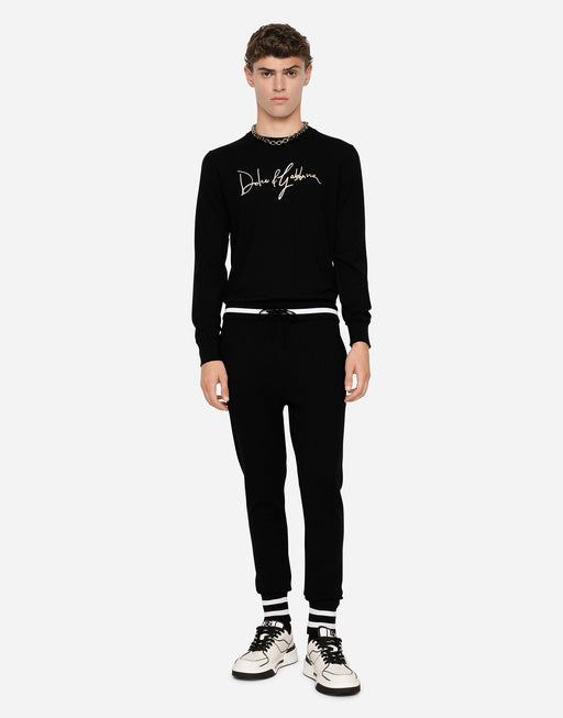 WOOL JOGGING PANTS WITH EMBROIDERY
