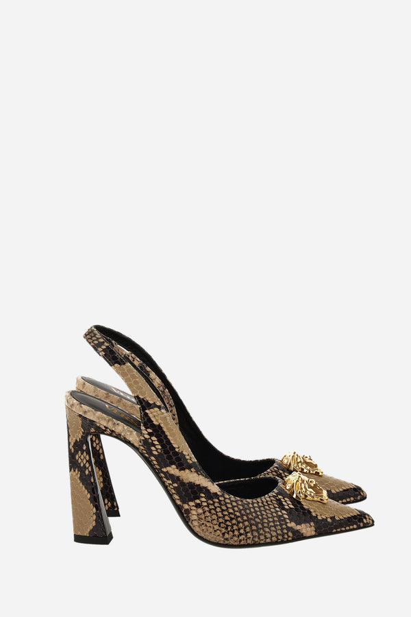 La Medusa Sling Back  In Printed Python Calf Leather