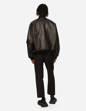 FAUX LEATHER JACKET WITH BRANDED TAG