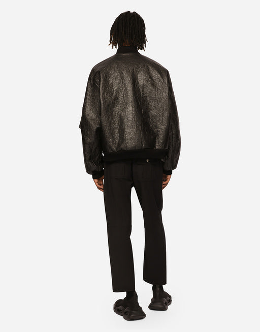 FAUX LEATHER JACKET WITH BRANDED TAG
