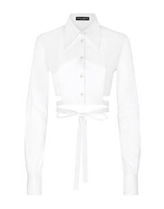 SHORT COTTON SHIRT WITH CROSSED LACES