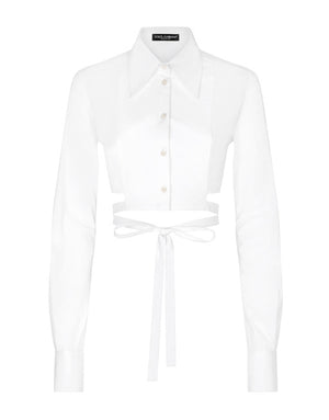 SHORT COTTON SHIRT WITH CROSSED LACES