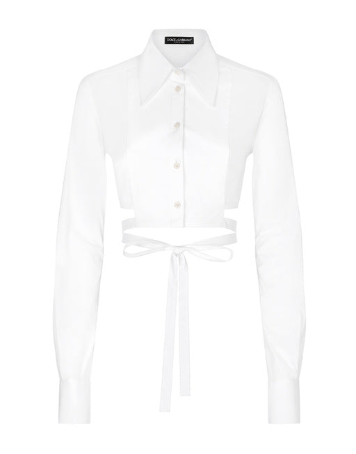 SHORT COTTON SHIRT WITH CROSSED LACES