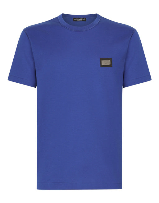 COTTON T-SHIRT WITH LOGO PLATE