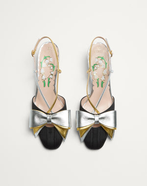 Décolleté Slingback Bowow In Tessuto Moirè 45Mm