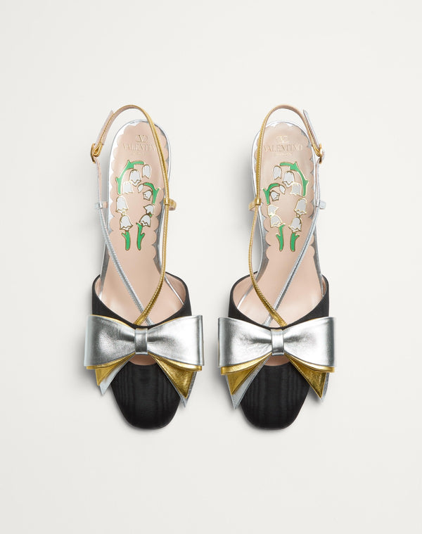 Décolleté Slingback Bowow In Tessuto Moirè 45Mm