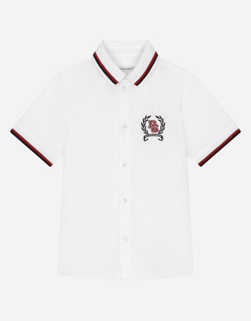 SHORT-SLEEVED COTTON SHIRT WITH EMBROIDERY