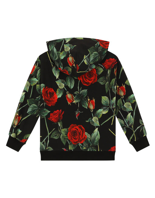 INTERLOCK HOODIE WITH ROSE PRINT
