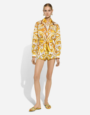 COTTON POPLIN SHORTS WITH MAJOLICA PRINT