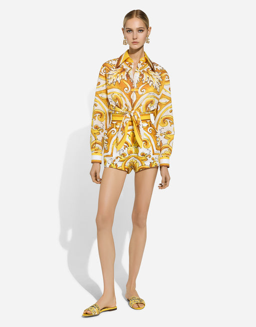 COTTON POPLIN SHORTS WITH MAJOLICA PRINT