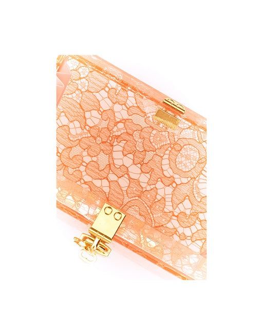 DOLCE BOX CLUTCH IN PLEXIGLASS AND LACE