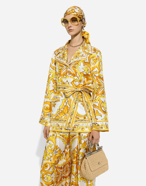 SILK TWILL PAJAMA SHIRT WITH MAJOLICA PRINT