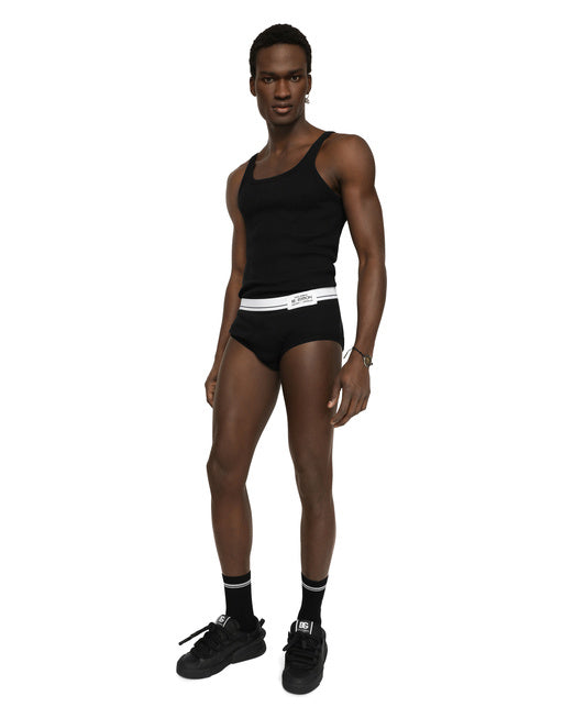 FINE-RIB COTTON BRANDO BRIEFS WITH RE-EDITION LABEL