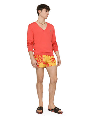 SHORT SWIM TRUNKS WITH CORAL PRINT
