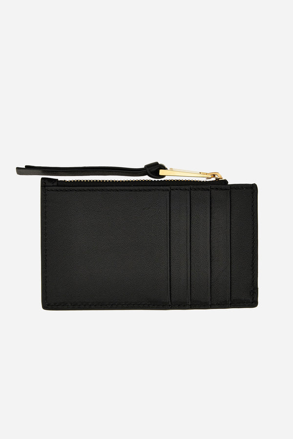 Versace Tag Card Case In Lamb Leather