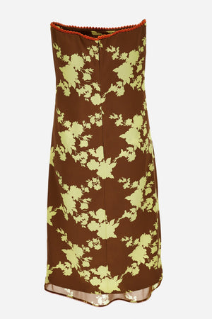 Cocktail Dress In Double Silk Satin Print Wild Roses Allover
