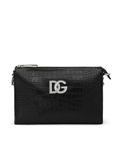 MEDIUM TRIS BAG IN CROCODILE-PRINT CALFSKIN